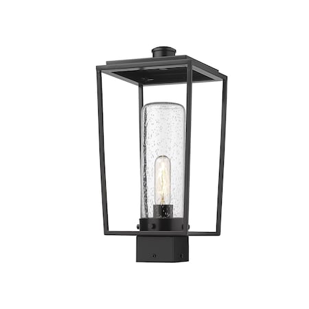 Z-Lite Sheridan 1 Light Outdoor Post Mount Fixture, Black And Seedy 594PHMS-BK